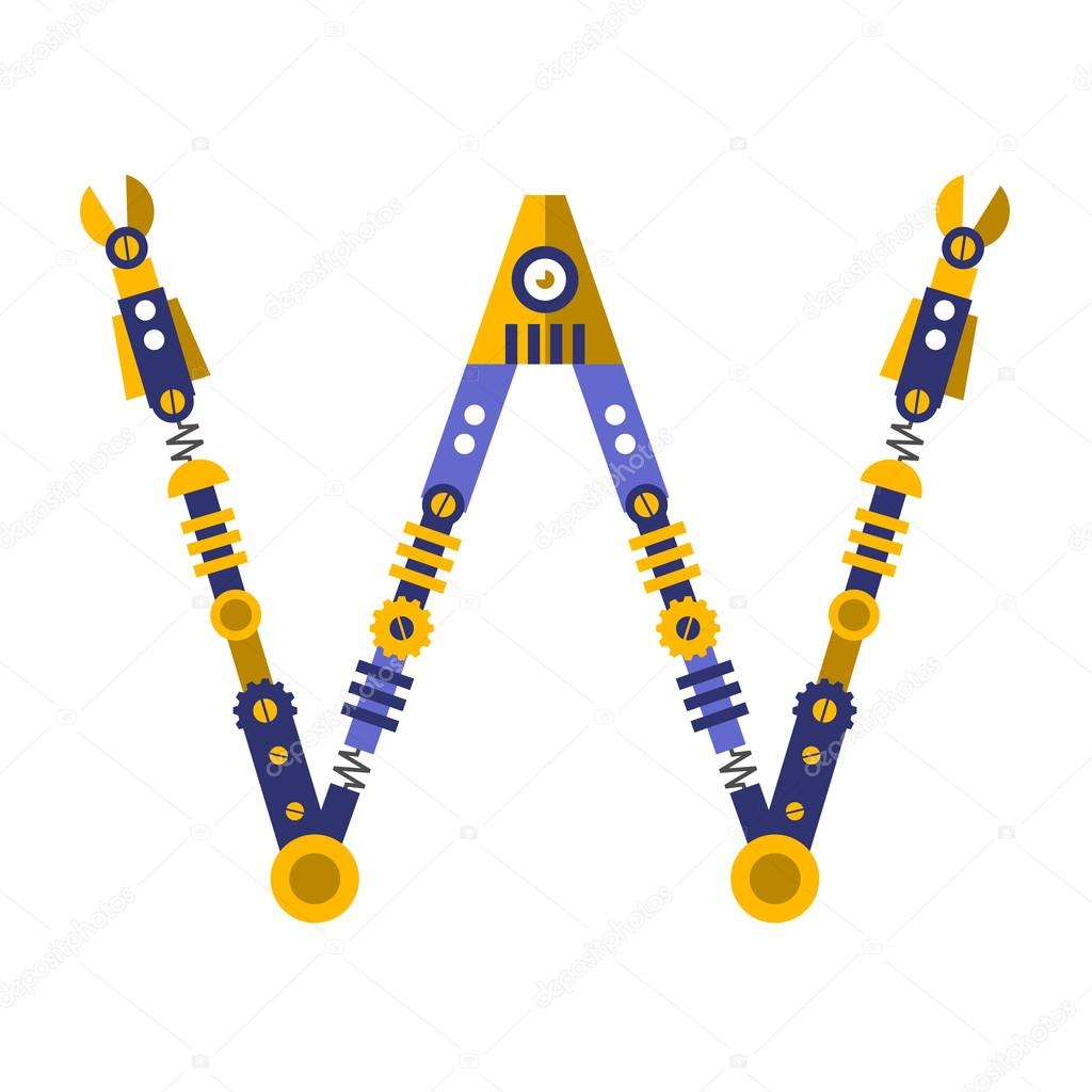 Robot Font Letter W Stock Vector C Alekseyderin Gmail Com