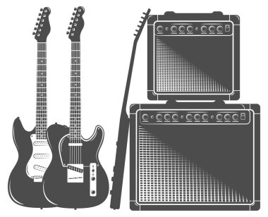 düz elektro gitar, dizi amp