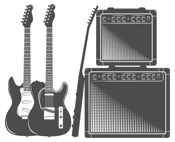 Sada plochých elektrická kytara amp — Stockový vektor