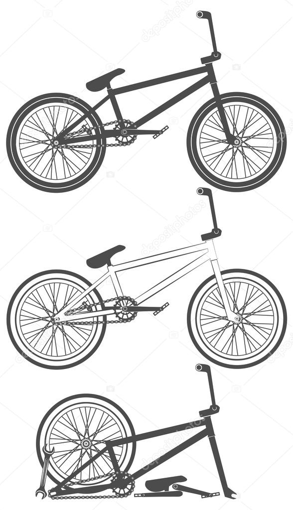 Set of bike, bicycle parts, wheel, chain