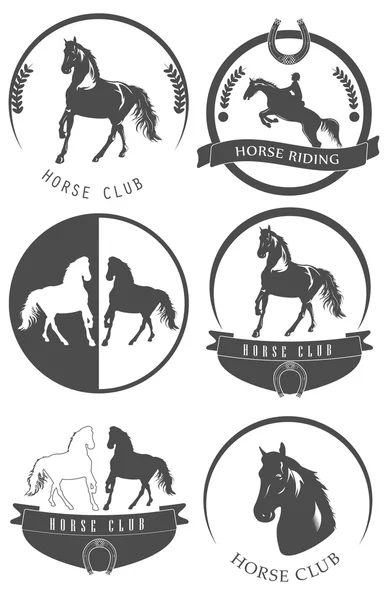 Ensemble de logo, emblème, étiquettes et badges du club hippique — Image vectorielle