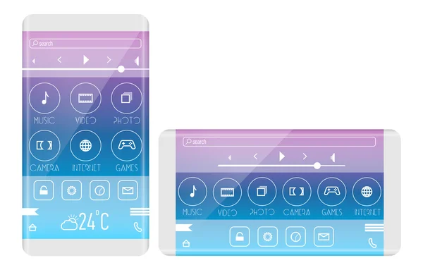 Concept d'interface d'application mobile. Téléphone avec bord incurvé — Photo