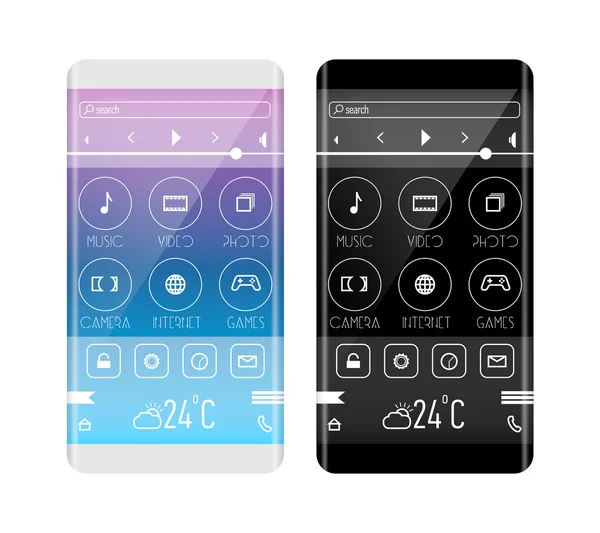 Concept d'interface d'application mobile. Téléphone avec bord incurvé — Image vectorielle