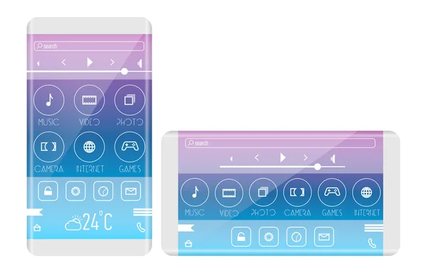Concept d'interface d'application mobile. Téléphone avec bord incurvé — Image vectorielle