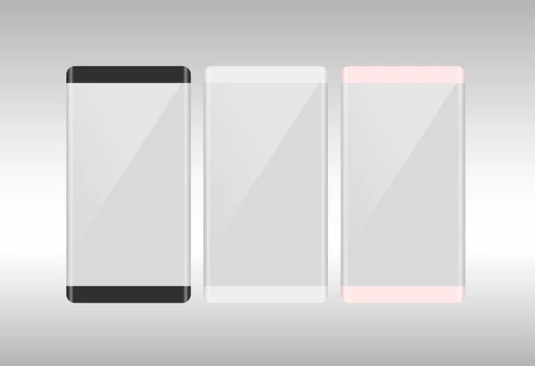 Concepto de teléfono móvil. Burlas con pantalla en blanco — Vector de stock