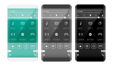Mobil Uygulama arabirimi kavramı. Kavisli kenar ile telefon