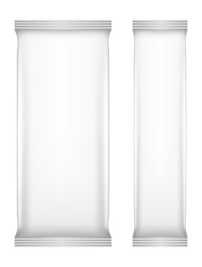 Boş folyo ambalaj beyaz. Paketi şablon hazır tasarımınız için.