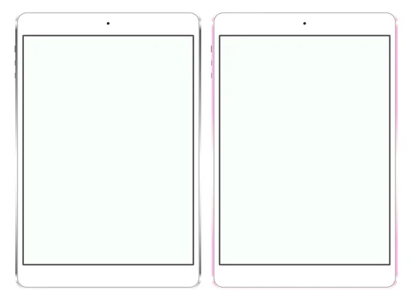 La tablette. Maquettes avec écran blanc. Blanc et rose — Image vectorielle