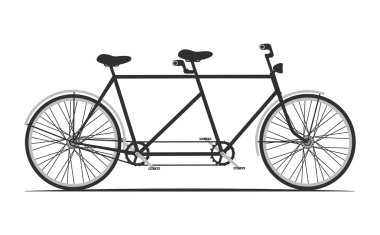 Klasik iki kişilik bisiklet illüstrasyon. birlikte tandem üzerinde binmek, vektör.
