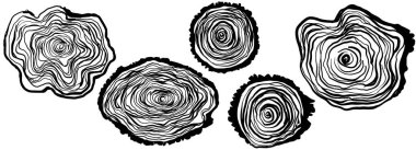 Siyah, beyaz, mangal kömürü şeklinde asgari soyut ağaç halkası çizimi Dünya Günü, çevre olayları ve doğa temalı markalaşma için mükemmel. Vektör illüstrasyonu