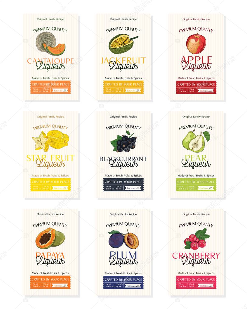 Download Family Recipe Set Of Liqueur Alcohol Labels Template Modern Vector Packaging Design Layout Retro Banner With Typography And Hand Drawn Fruit Isolated 443578750 Larastock