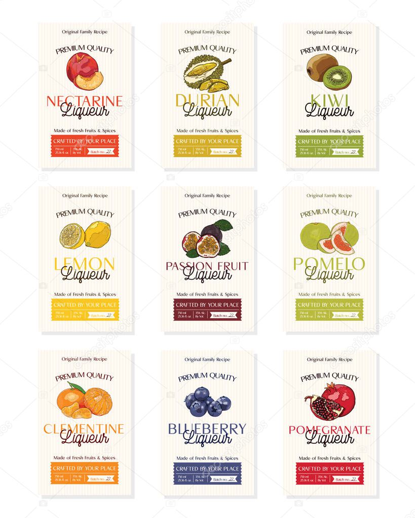 Download Family Recipe Set Of Liqueur Alcohol Labels Template Modern Vector Packaging Design Layout Retro Banner With Typography And Hand Drawn Fruit Isolated 443578780 Larastock