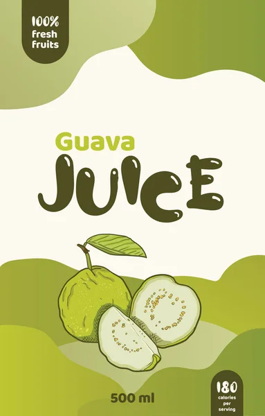 Receta Familiar Plantilla Etiqueta Jugo Guayaba Diseño Moderno Abstracto Del — Archivo Imágenes Vectoriales