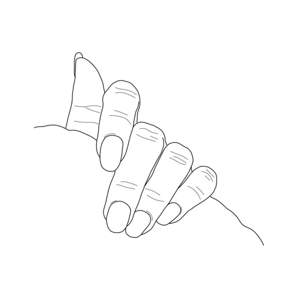 Handgezeichnete Schwarze Und Weiße Hand Mit Kurzen Ovalen Nägeln — Stockvektor