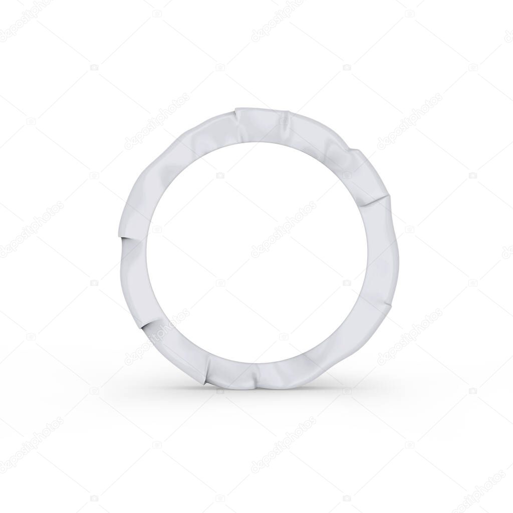 Round cheese paper packaging mockup template with white sticker on white background