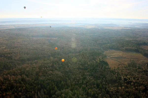 views of field, balloons, countryside and horizon from the birds