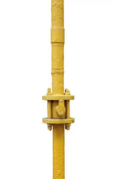 eski eski püskü paslı sarı gaz boru hattı gaz ile dokunun closeup isolat