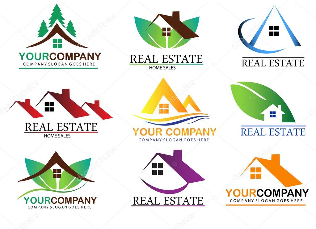Real estate logo design, home sales. House for rent.