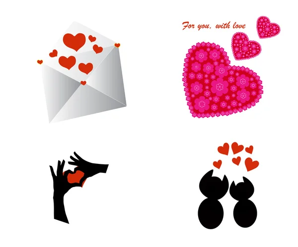 Conjunto de ilustrações de símbolo de amor — Vetor de Stock