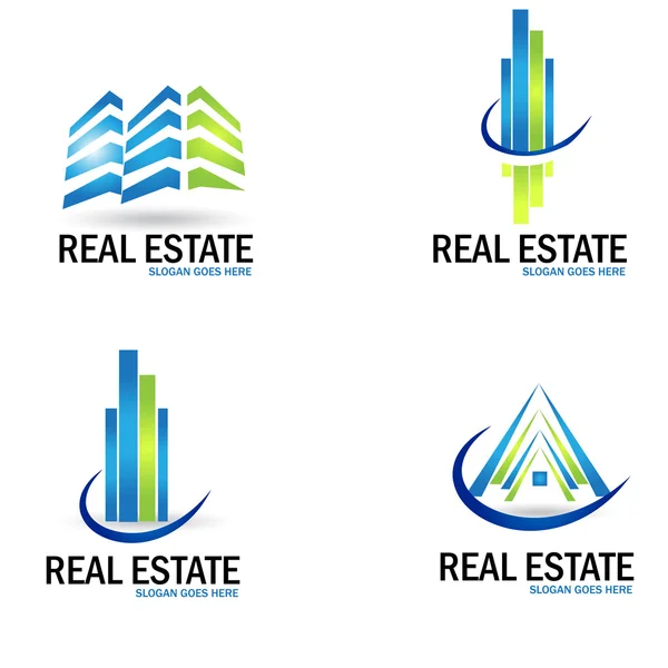 Logotipo inmobiliario conjunto — Vector de stock