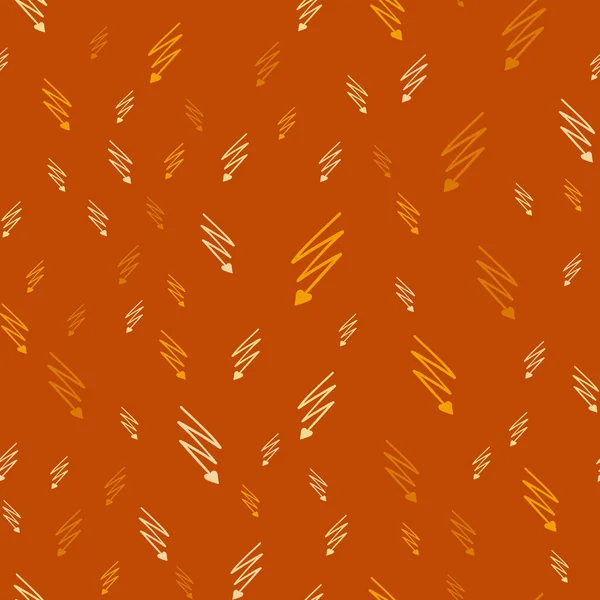 Дудл Молния Бесшовный Векторный Рисунок Желтый Болт Оранжевом Фоне — стоковый вектор