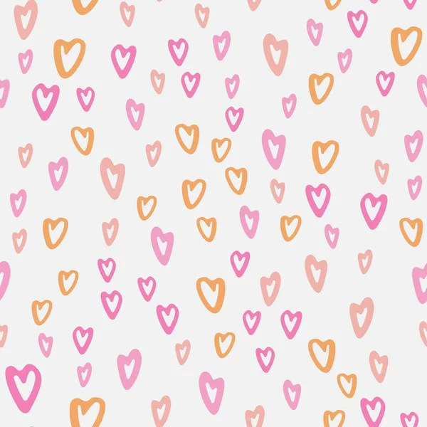 Gekritzelte Herzen Rosa Nahtlosem Muster Hipster Einfaches Muster Für Packpapier — Stockvektor