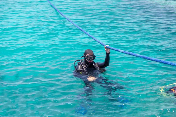 Mergulhador Equipamento Água Mar Vermelho — Fotografia de Stock