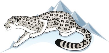 a snow leopard is in mountains clipart