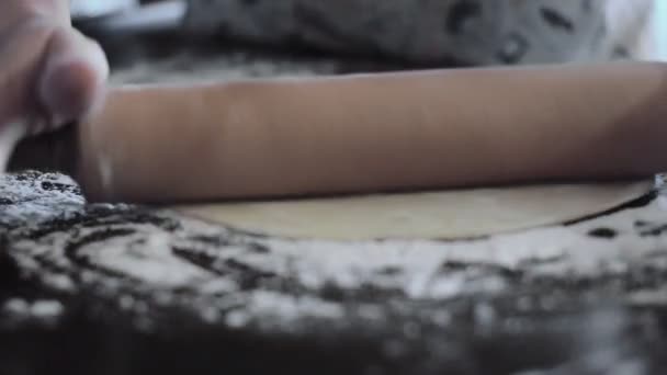 Close up of Female Working With rolling pin on table. — Stock Video