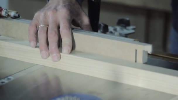 Hand of the Master Cutting Board on Woodworking Machines. — Stock Video