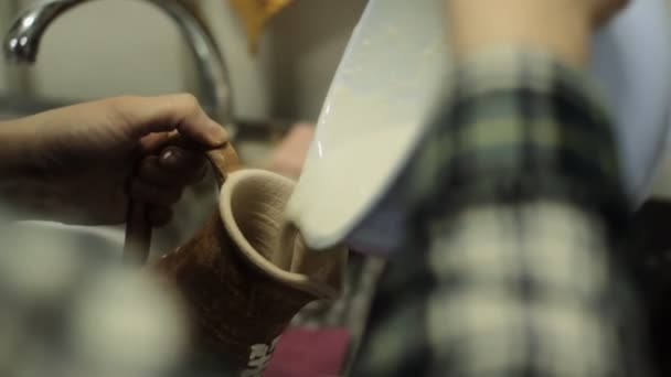 Ceramic Cups. Handmade. — Stock Video