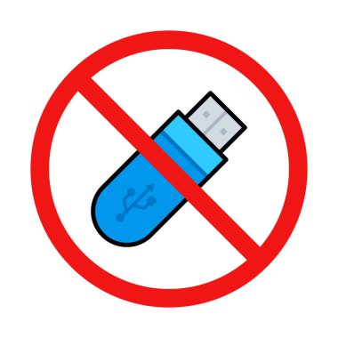 No Flashdisk Sign on White Background