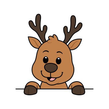 Çizgi film Ren Geyiği Düz Çizimi