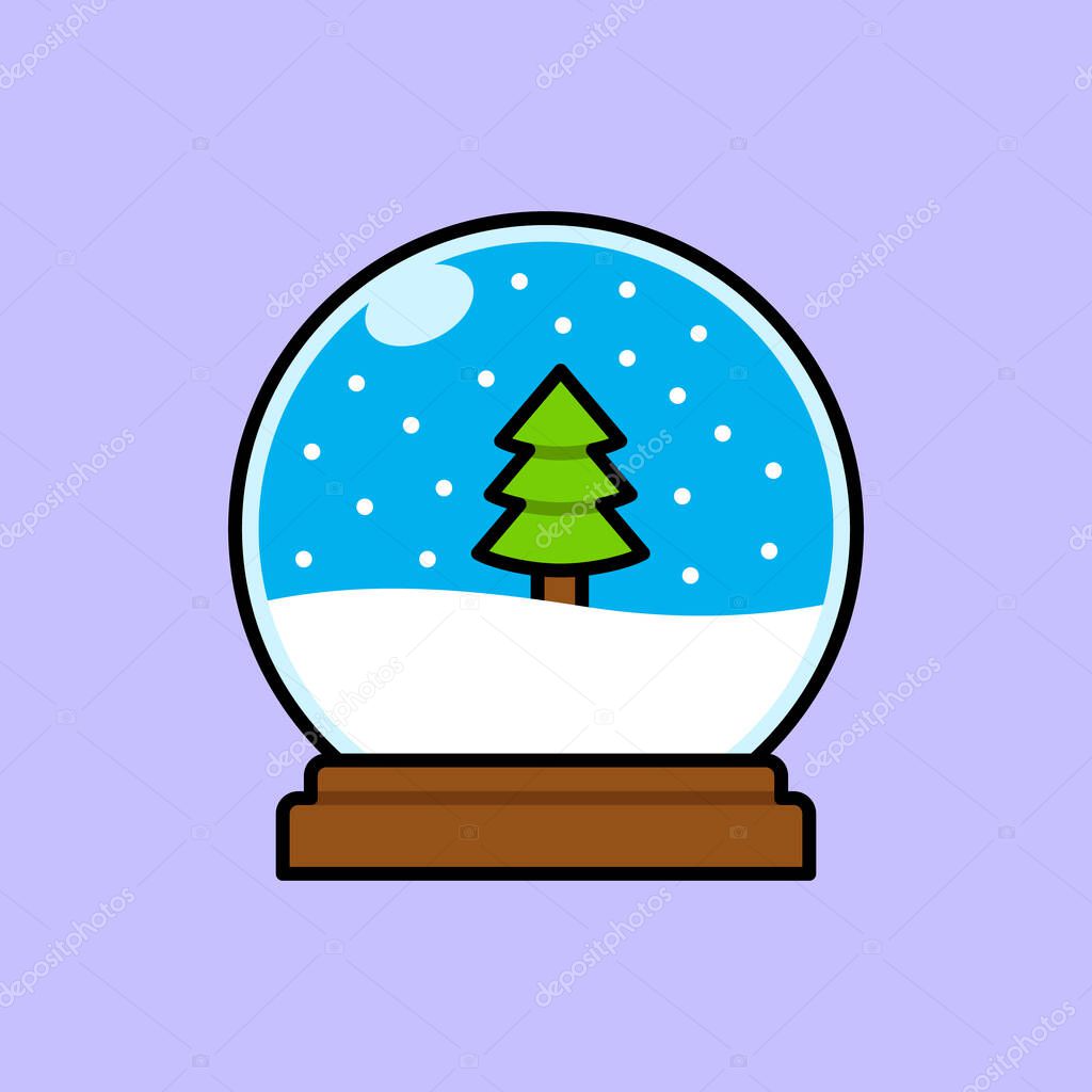 Vector Snow Globe Flat Illustration