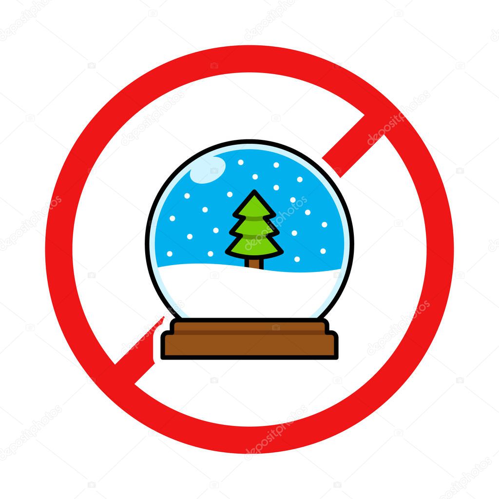 No Snow Globe Sign on White Background