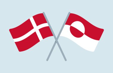 Vektör Danimarka ve Grönland Bayrakları İllüstrasyonu