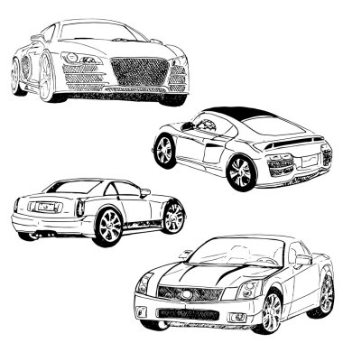 El otomobillerin çizilen illüstrasyon