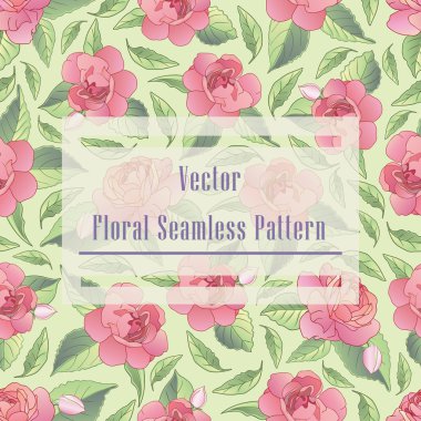 Güzel çiçek açan çiçekler ile vektör seamless modeli