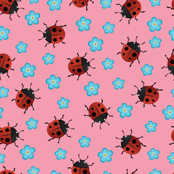 ladybirds ve çiçekler ile Seamless Modeli 
