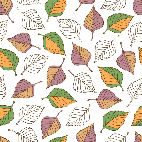 Modèle sans couture avec des feuilles d'automne colorées — Image vectorielle