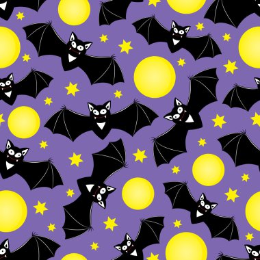 Vektör seamless modeli ile sevimli siyah yarasa