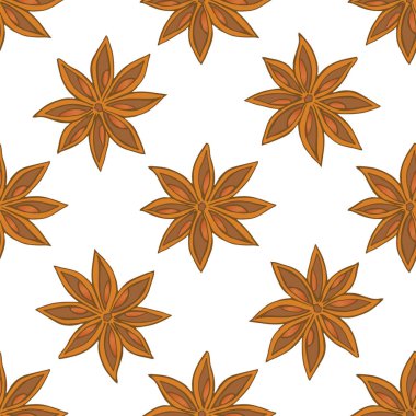 Vektör grafik baharat koleksiyonu. Beyaz arka planda el yazısı çizilmiş kusursuz desen