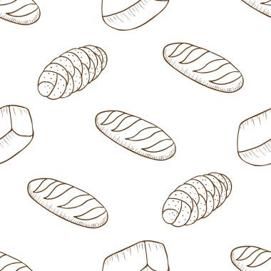 Vektör grafiksiz desen beyaz arkaplanda farklı ekmeklerle