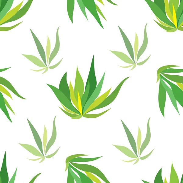 Vector Grafisch Naadloos Patroon Met Groene Bladeren Een Witte Achtergrond — Stockvector
