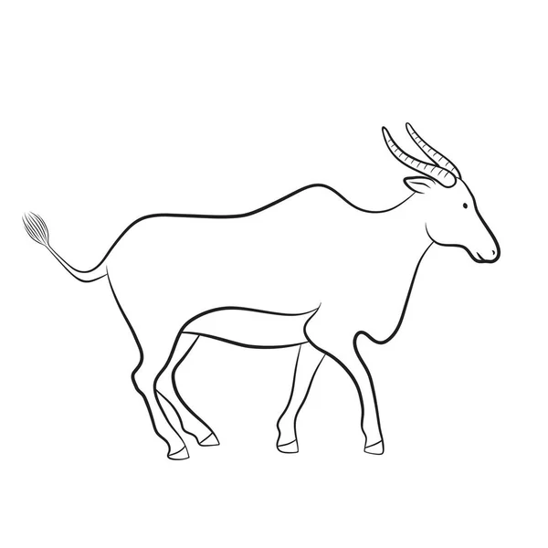 African Cave Drawing Vector Graphic African Cow Illustration Ona White — Stock Vector