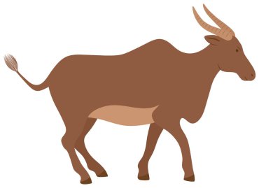 Vector graphic african ancient brown bull illustration on a white background