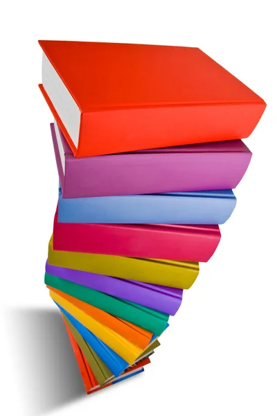 Stos książki z inny kolor na białym tle — Zdjęcie stockowe