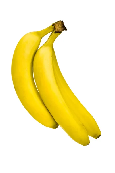 Dojrzałe żółte grono banana na białym tle — Zdjęcie stockowe