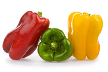 ripe red green yellow pepper isolated on white clipart