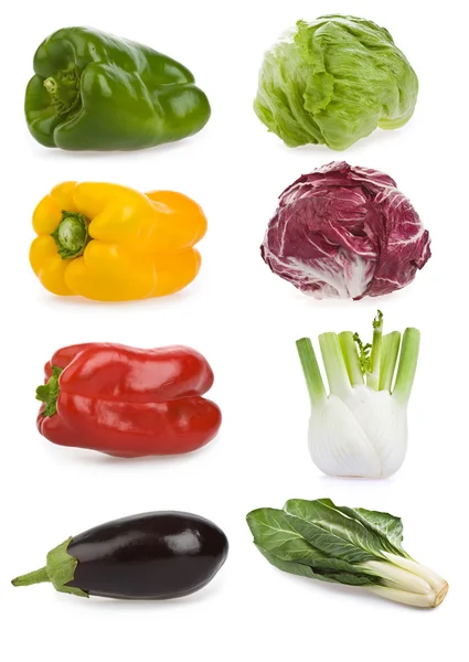Saludable composición vegetal conjunto aislado en blanco — Foto de Stock